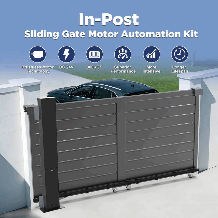 Modern Minimalist Automatic Sliding Gate Motor Kit – Complete Electric Gate Opener System with Gear Rack and Rails for Contemporary Property Automation2