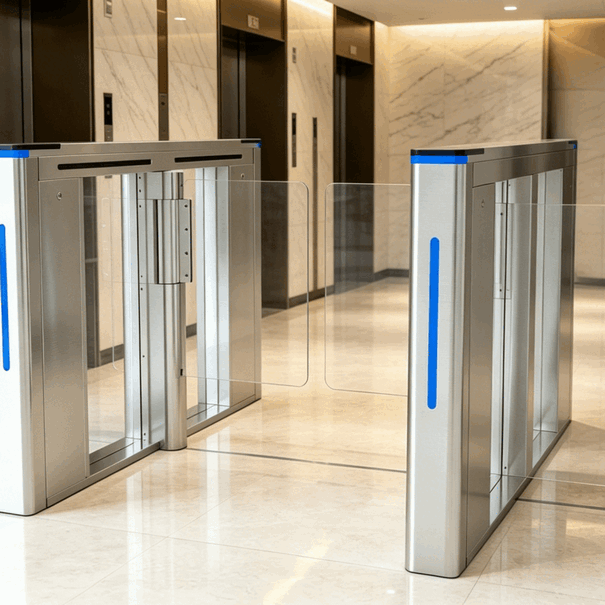 Double Lane Optical Speed Gate Turnstile - Industrial Access Control Security Entry System for Factories and Fitness Facilities