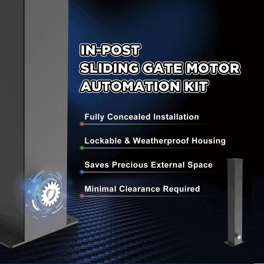 Modern Minimalist Automatic Sliding Gate Motor Kit – Complete Electric Gate Opener System with Gear Rack and Rails for Contemporary Property Automation5