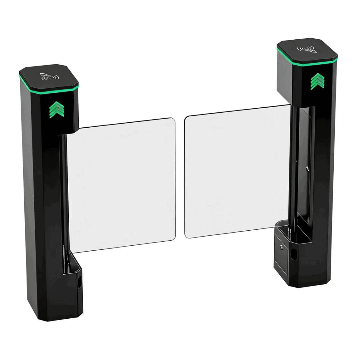 Premium 304 Stainless Steel Automatic Flap Barrier Turnstile Gate with Integrated RFID and Biometric Fingerprint Access Control System – Modern Corporate Office Security Solution4