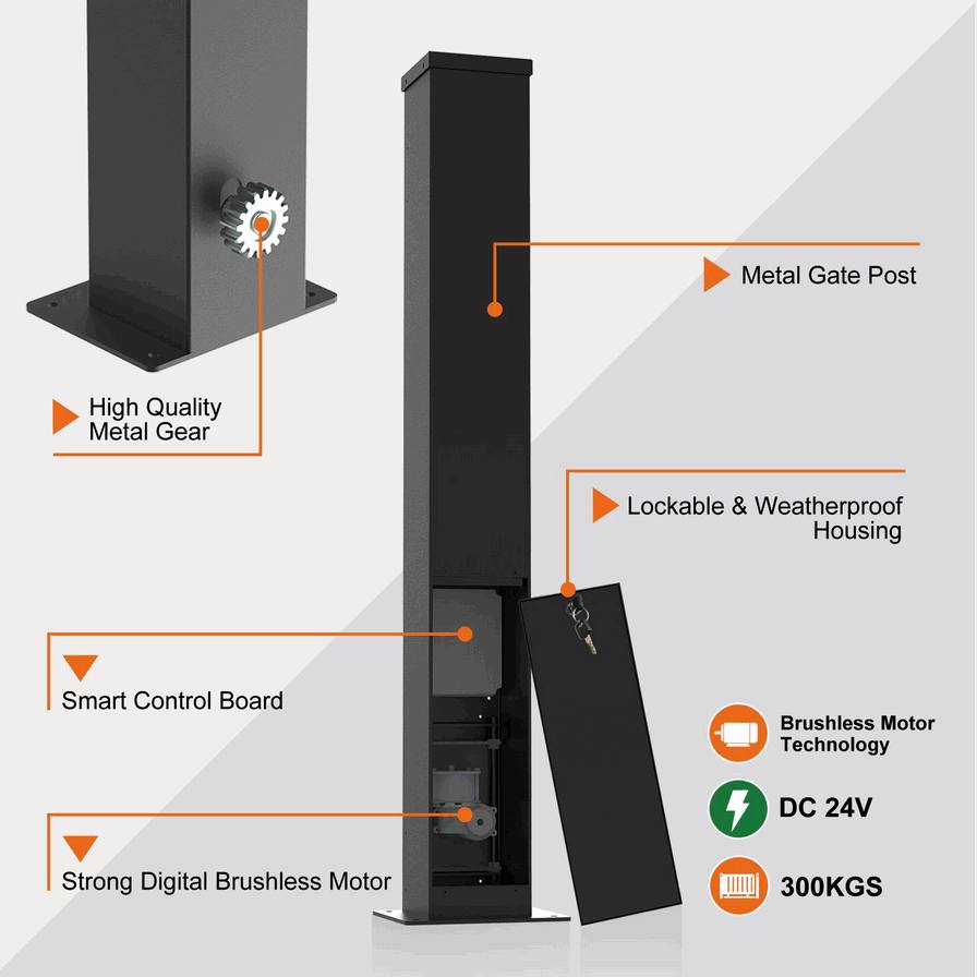 Energy-Efficient In-Post Automatic Sliding Gate Motor Kit – Low-Wattage Electric Gate Opener System for Sustainable Residential and Industrial Perimeter Access Control5