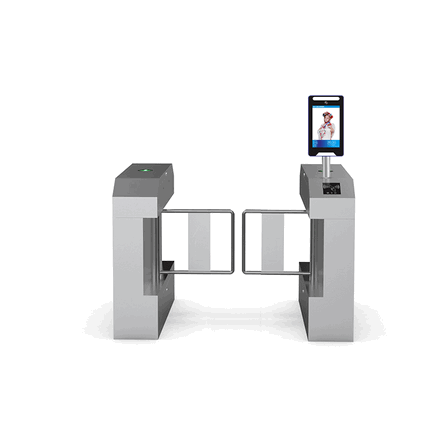 Premium 304 Stainless Steel Automatic Flap Barrier Turnstile Gate with Integrated RFID and Biometric Fingerprint Access Control System – Modern Corporate Office Security Solution2